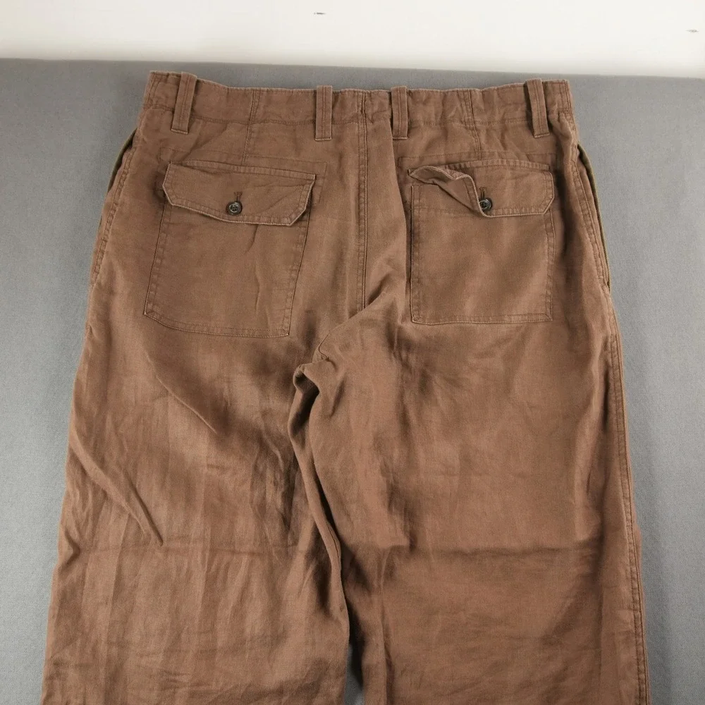 Banana Republic Linen Wide Leg Relaxed Pants Womens 38x30 Brown Trousers